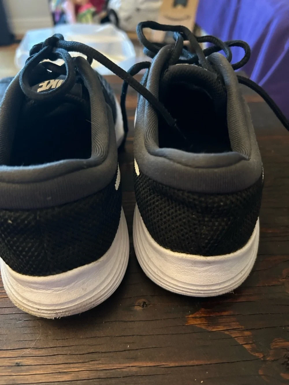 Nike Black Athletic Sneakers with White Logo - Picture 4 of 5